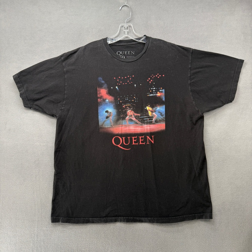 Queen Band T-Shirt Mens 2XL Black Freddie Mercury Live Rock Tee Short Slv